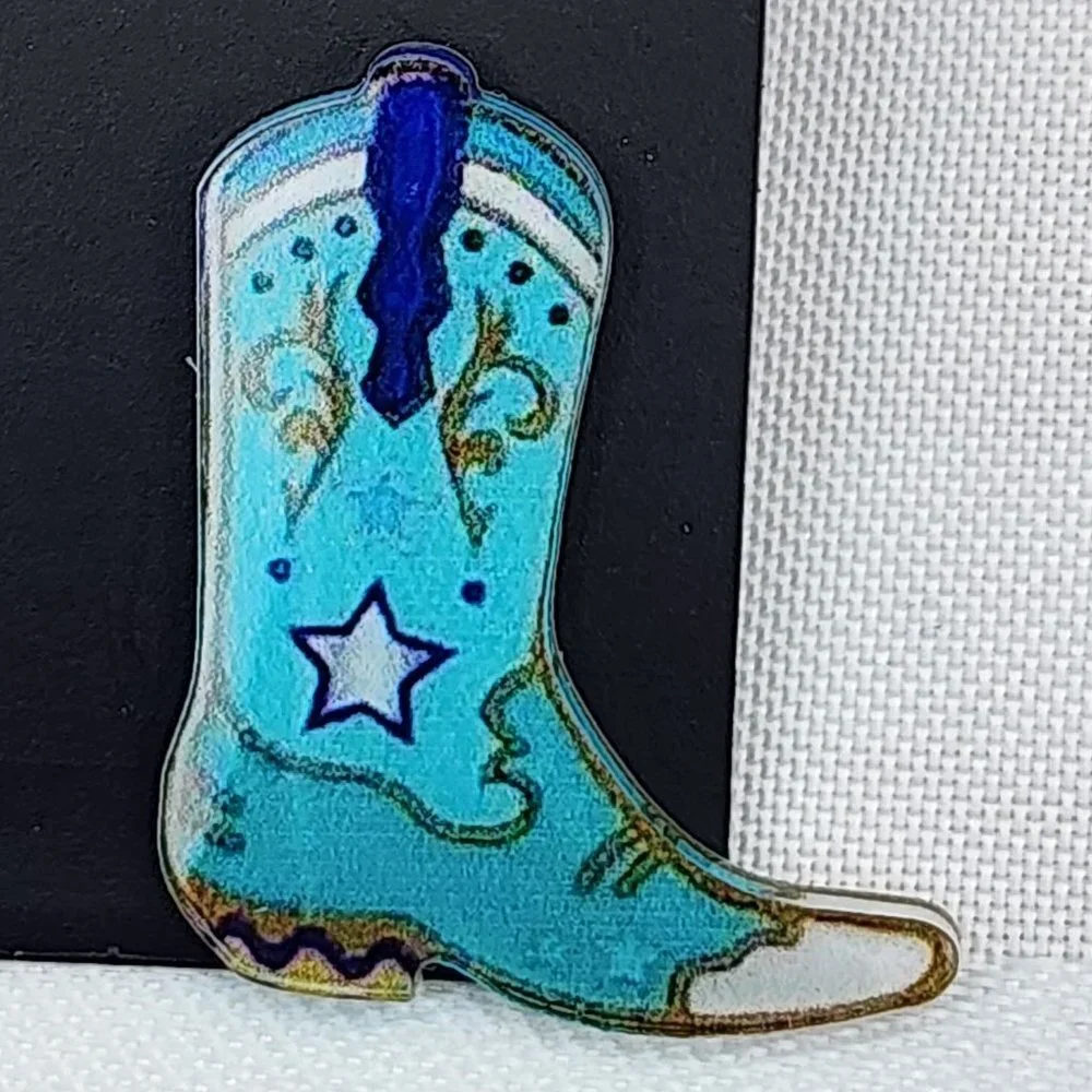 Turquoise Acrylic Cowboy Boot Earrings Post Back NWT